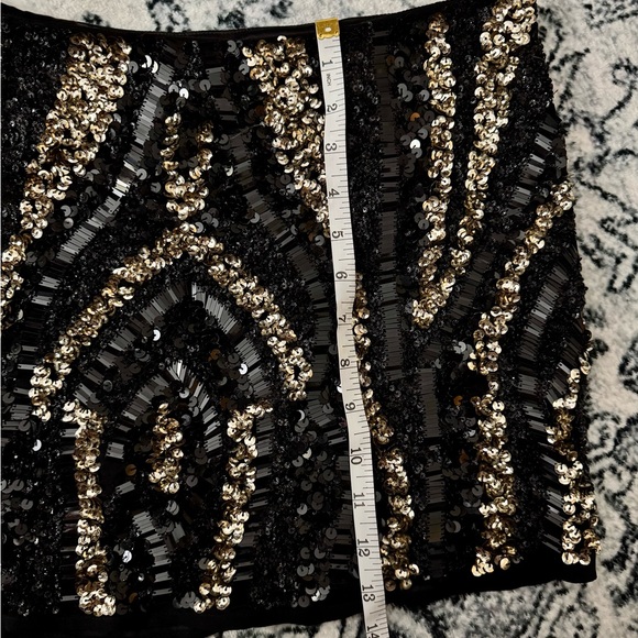 NASTY GAL Sequin Micro Mini Skirt Black Gold Size Medium - Picture 10 of 10